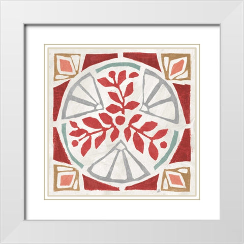 Woodcut Christmas XII Color White Modern Wood Framed Art Print with Double Matting by Brissonnet, Daphne