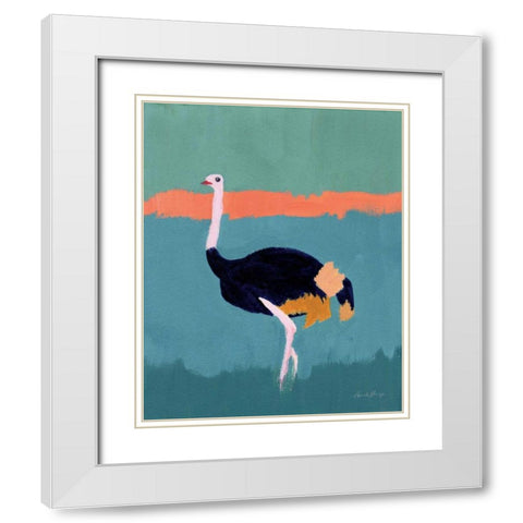 Ostrich White Modern Wood Framed Art Print with Double Matting by Munger, Pamela