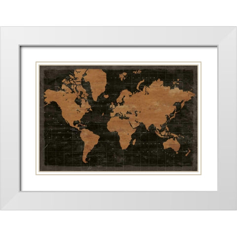 Map of the World Industrial No Words White Modern Wood Framed Art Print with Double Matting by Schlabach, Sue