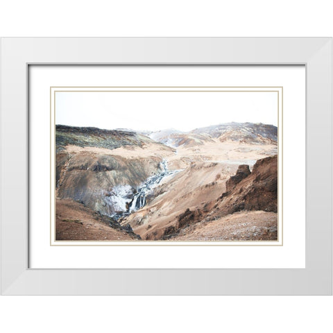 Reykjadalur Hot River White Modern Wood Framed Art Print with Double Matting by Marshall, Laura