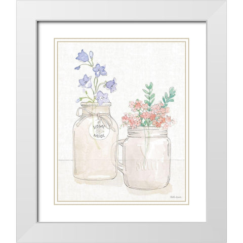 Peaceful Petals II White Modern Wood Framed Art Print with Double Matting by Grove, Beth