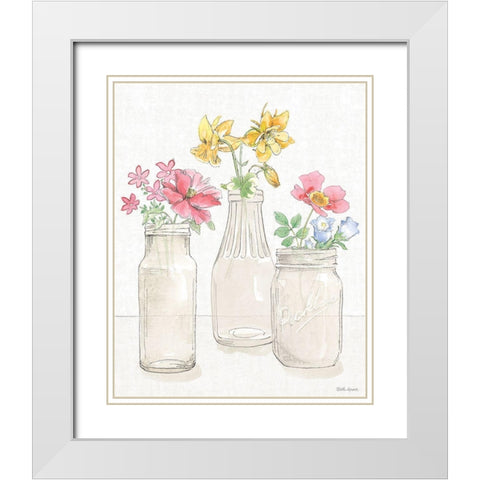 Peaceful Petals III White Modern Wood Framed Art Print with Double Matting by Grove, Beth