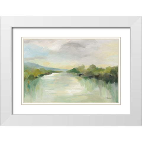 April River White Modern Wood Framed Art Print with Double Matting by Vassileva, Silvia