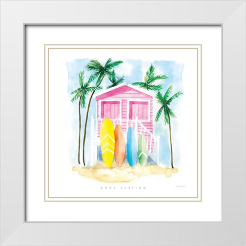 Gone Surfing White Modern Wood Framed Art Print with Double Matting by Charro, Mercedes Lopez