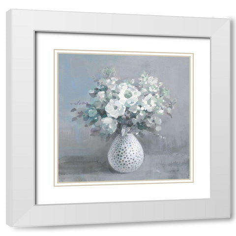 Touch of Spring II Sage White Modern Wood Framed Art Print with Double Matting by Nai, Danhui