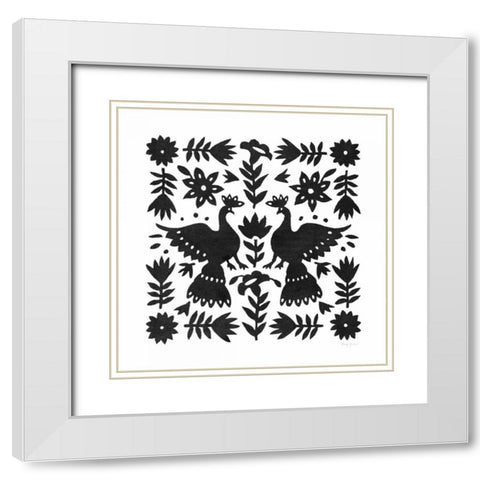 Otomi Elegance Black II White Modern Wood Framed Art Print with Double Matting by Green, Nancy