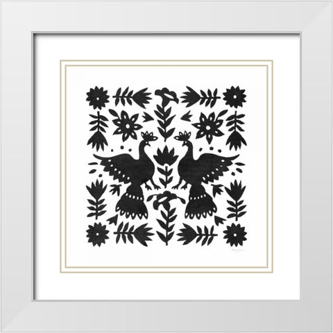 Otomi Elegance Black II White Modern Wood Framed Art Print with Double Matting by Green, Nancy