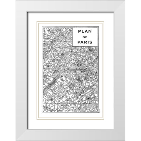 Inverted Paris Map White Modern Wood Framed Art Print with Double Matting by Schlabach, Sue