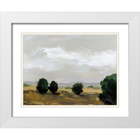 Autumn Fields White Modern Wood Framed Art Print with Double Matting by Munger, Pamela