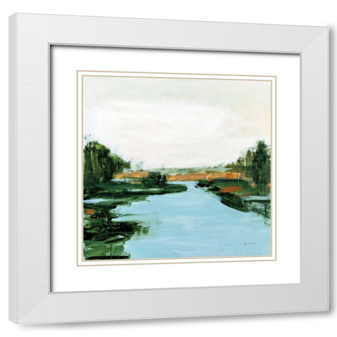 River Flowing Through White Modern Wood Framed Art Print with Double Matting by Munger, Pamela