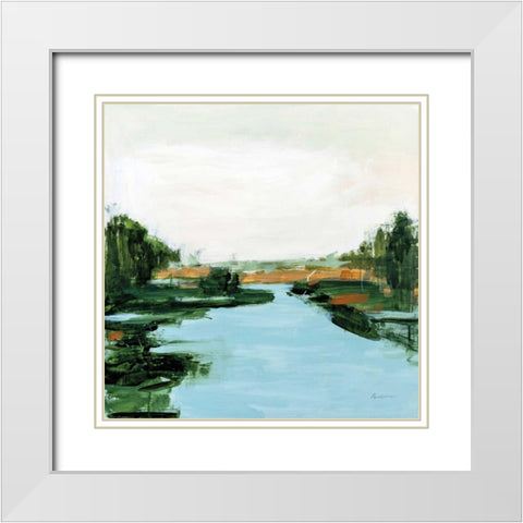 River Flowing Through White Modern Wood Framed Art Print with Double Matting by Munger, Pamela