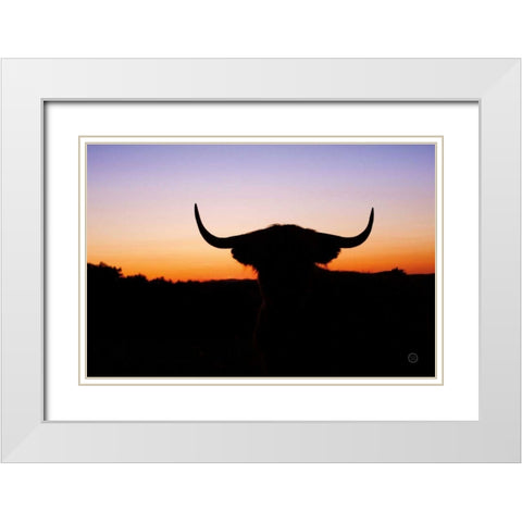 Bull Set White Modern Wood Framed Art Print with Double Matting by Larson, Nathan