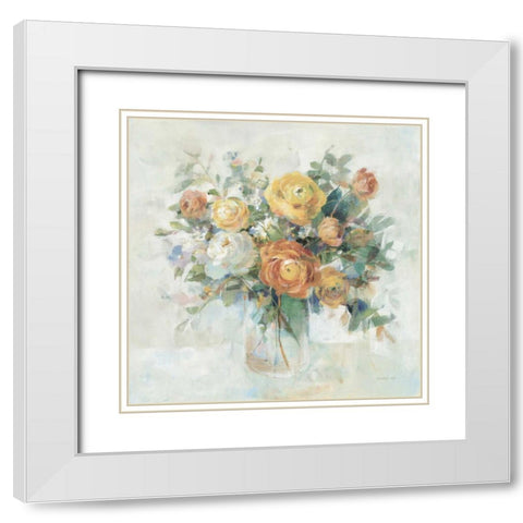 Blooming Splendor I Neutral White Modern Wood Framed Art Print with Double Matting by Nai, Danhui