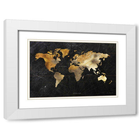 Dramatic World Map White Modern Wood Framed Art Print with Double Matting by Escalante, Omar