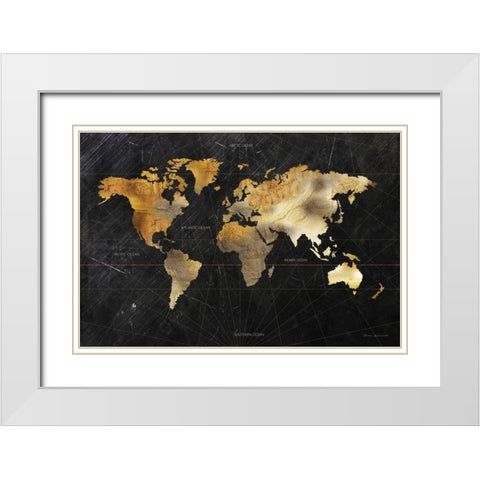 Dramatic World Map White Modern Wood Framed Art Print with Double Matting by Escalante, Omar