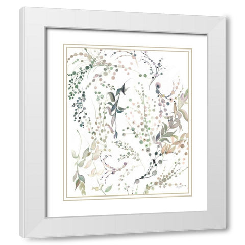 Leafy Tendrils White Modern Wood Framed Art Print with Double Matting by Rice, Kristy