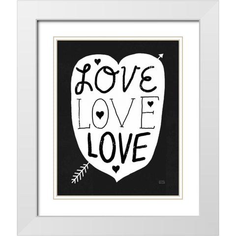 Love Love Love Black White Modern Wood Framed Art Print with Double Matting by Mullan, Michael