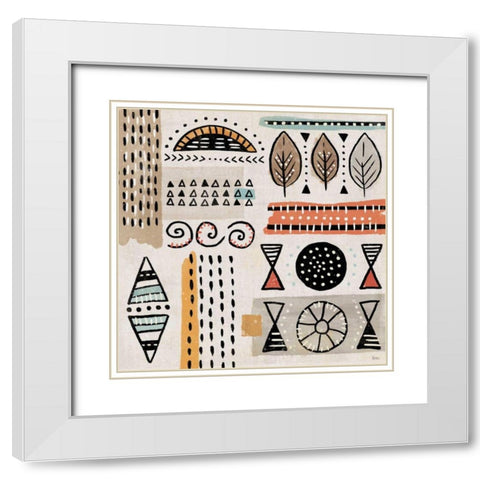 Tribal Tones III White Modern Wood Framed Art Print with Double Matting by Charron, Veronique