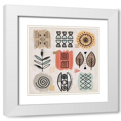 Tribal Tones VIII White Modern Wood Framed Art Print with Double Matting by Charron, Veronique