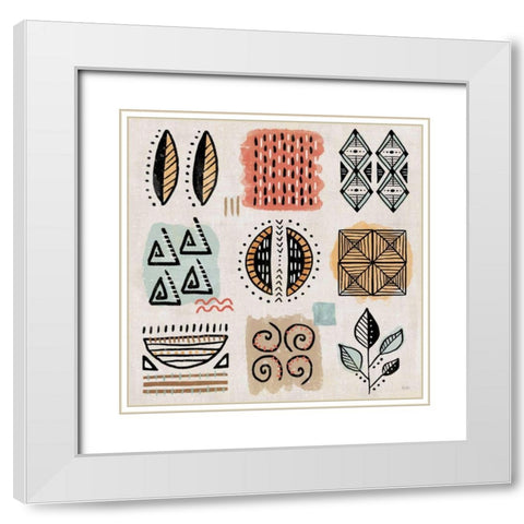 Tribal Tones IX White Modern Wood Framed Art Print with Double Matting by Charron, Veronique