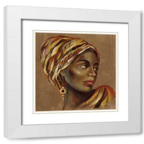 African Beauty I White Modern Wood Framed Art Print with Double Matting by Vassileva, Silvia