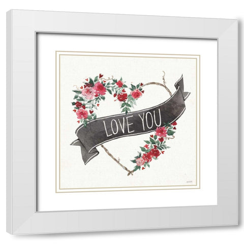 Love You I Black Banner White Modern Wood Framed Art Print with Double Matting by Tavoletti, Anne