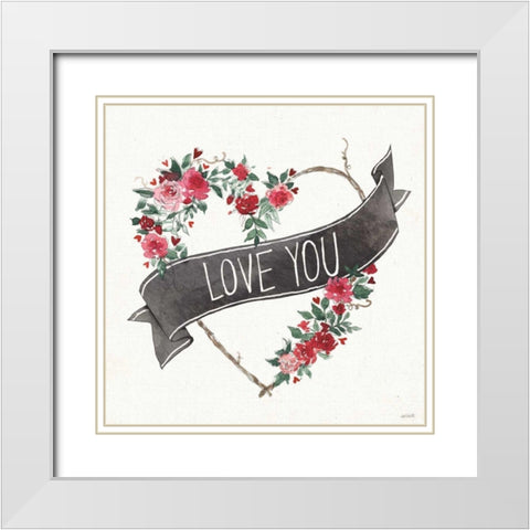 Love You I Black Banner White Modern Wood Framed Art Print with Double Matting by Tavoletti, Anne