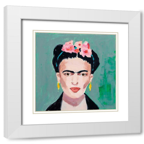 Frida White Modern Wood Framed Art Print with Double Matting by Munger, Pamela