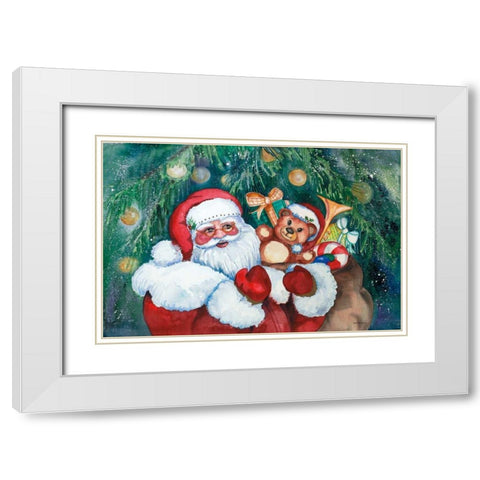Jolly Santa White Modern Wood Framed Art Print with Double Matting by McKenna, Kathleen Parr