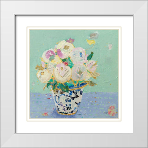 Kristens Peonies White Modern Wood Framed Art Print with Double Matting by Day, Kellie
