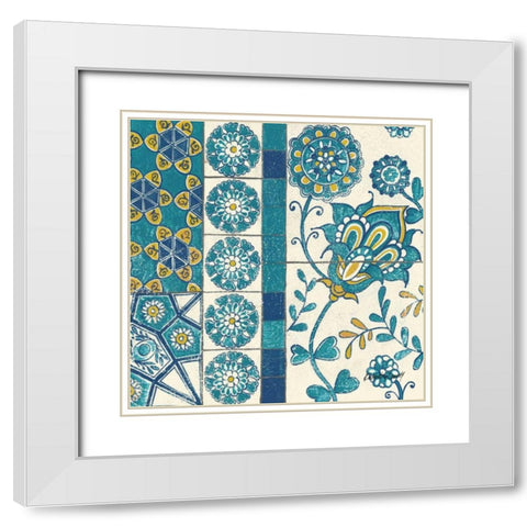 Turkish Tiles Exotic II White Modern Wood Framed Art Print with Double Matting by Lovell, Kathrine