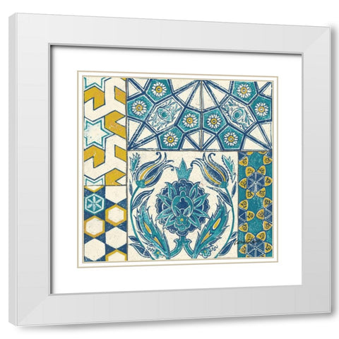 Turkish Tiles Exotic III White Modern Wood Framed Art Print with Double Matting by Lovell, Kathrine