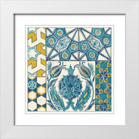 Turkish Tiles Exotic III White Modern Wood Framed Art Print with Double Matting by Lovell, Kathrine