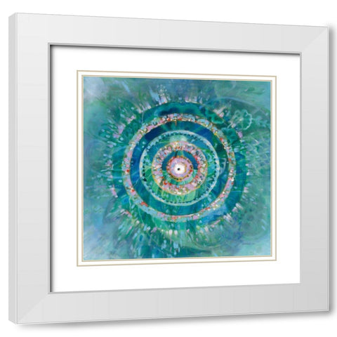Ocean Mandala White Modern Wood Framed Art Print with Double Matting by Nai, Danhui