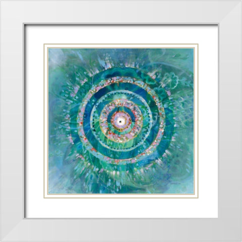 Ocean Mandala White Modern Wood Framed Art Print with Double Matting by Nai, Danhui