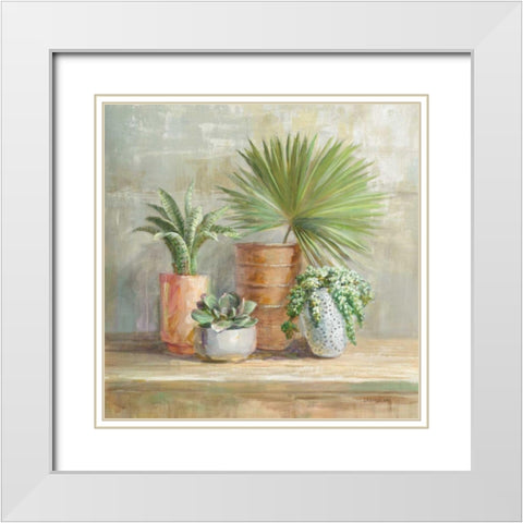 Indoor Garden White Modern Wood Framed Art Print with Double Matting by Nai, Danhui