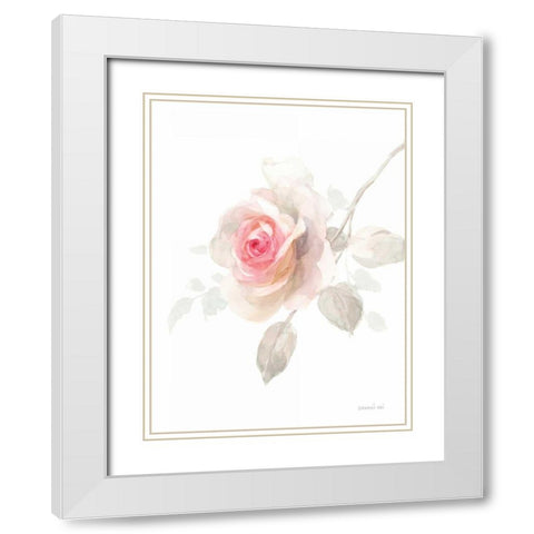 Gentle Rose II White Modern Wood Framed Art Print with Double Matting by Nai, Danhui