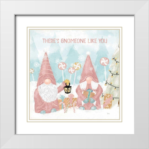 Gnome Sweet Gnome II Blush White Modern Wood Framed Art Print with Double Matting by Charron, Veronique
