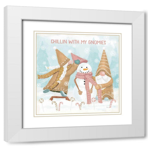 Gnome Sweet Gnome IV Blush White Modern Wood Framed Art Print with Double Matting by Charron, Veronique