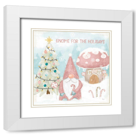 Gnome Sweet Gnome V Blush White Modern Wood Framed Art Print with Double Matting by Charron, Veronique