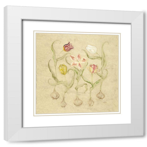 Dancing Bulbs II White Modern Wood Framed Art Print with Double Matting by Blum, Cheri