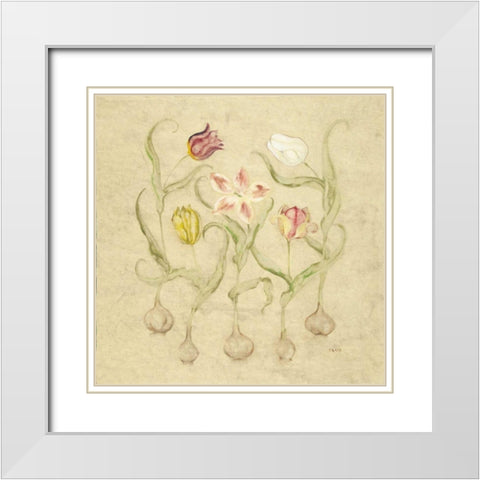 Dancing Bulbs II White Modern Wood Framed Art Print with Double Matting by Blum, Cheri