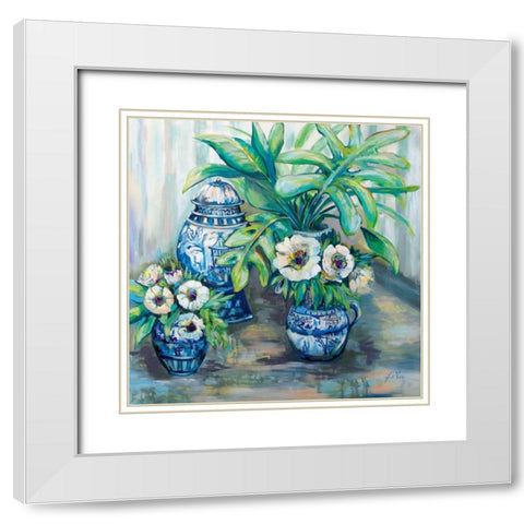 Chinoiserie Day White Modern Wood Framed Art Print with Double Matting by Vertentes, Jeanette