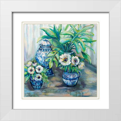 Chinoiserie Day White Modern Wood Framed Art Print with Double Matting by Vertentes, Jeanette