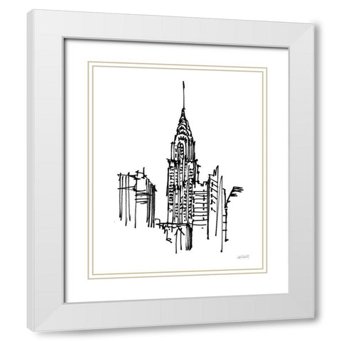 Chrysler Building Sketch White Modern Wood Framed Art Print with Double Matting by Tavoletti, Anne