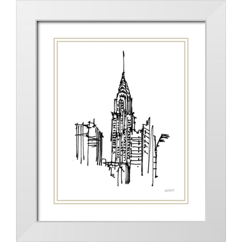 Chrysler Building Sketch White Modern Wood Framed Art Print with Double Matting by Tavoletti, Anne