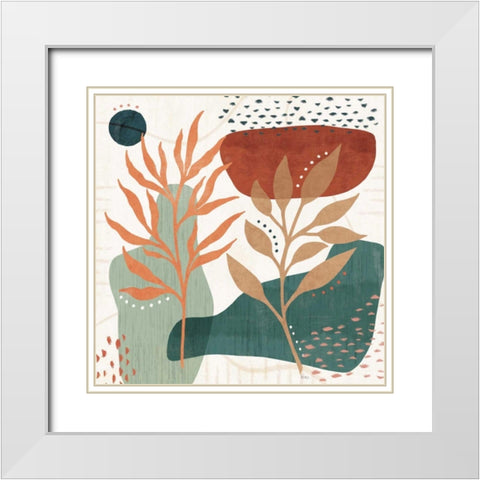 Abstract Blossom II White Modern Wood Framed Art Print with Double Matting by Charron, Veronique