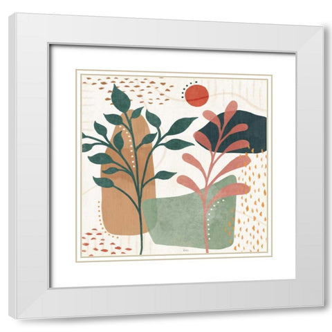 Abstract Blossom III White Modern Wood Framed Art Print with Double Matting by Charron, Veronique