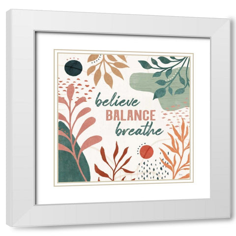 Abstract Blossom VII White Modern Wood Framed Art Print with Double Matting by Charron, Veronique