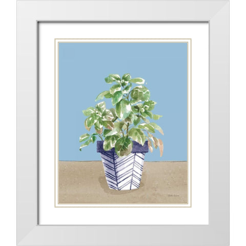 Herb Garden II White Navy White Modern Wood Framed Art Print with Double Matting by Grove, Beth